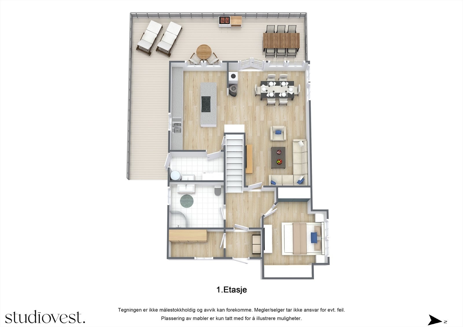 Planskisse 1.Etasje 3D. Galleribilde