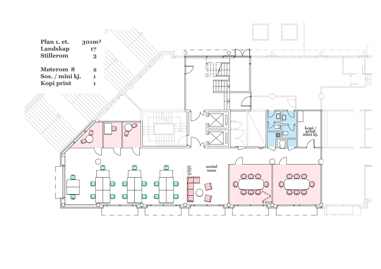 Planskisse ca 301 kvm BTA Galleribilde