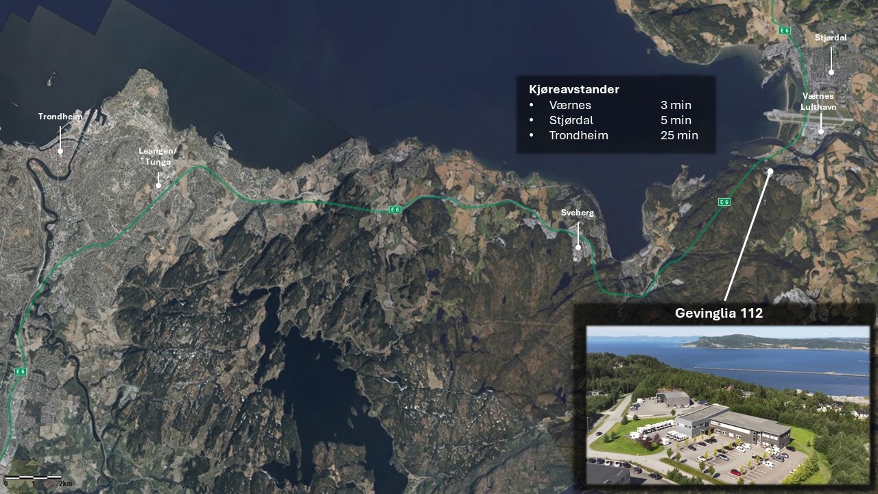 Beliggenhet i regionen - Tett på Værnes og enkel adkomst til/fra E6 Galleribilde