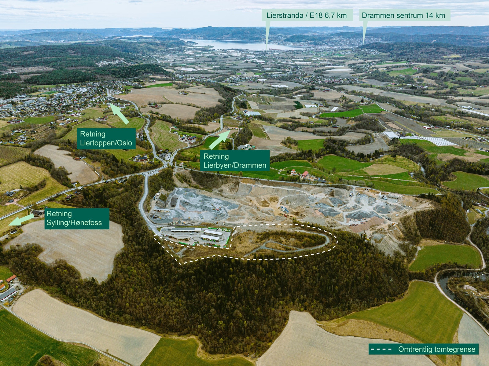 Lyngås Næringspark - tomten markert Galleribilde