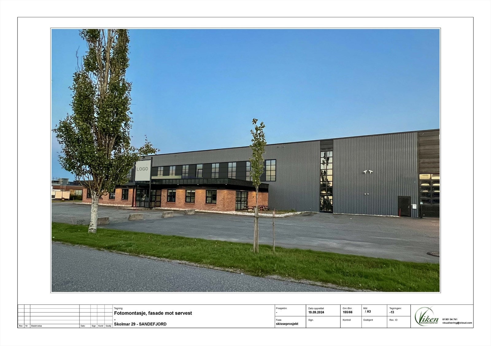 Fotomontasje fasade mot sørvest Galleribilde