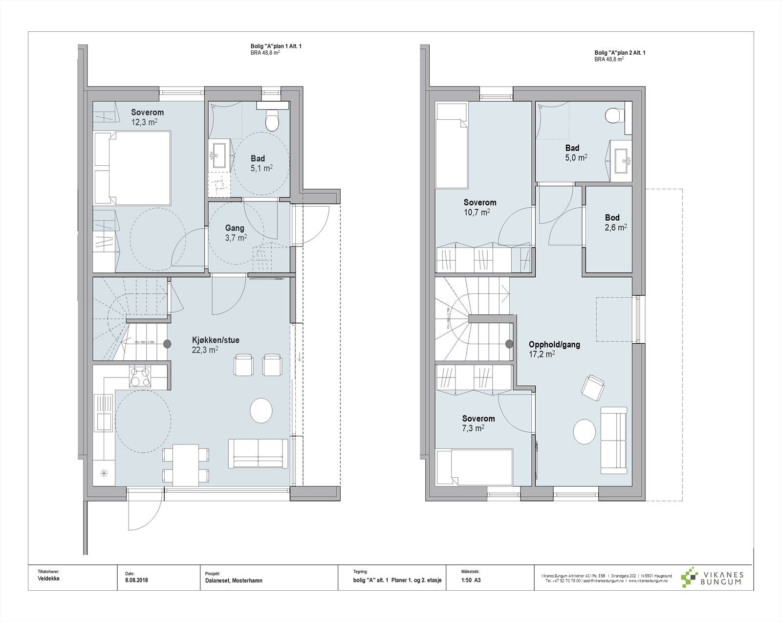 Standard planløsning for hustype A - bolig nr. 11. Galleribilde