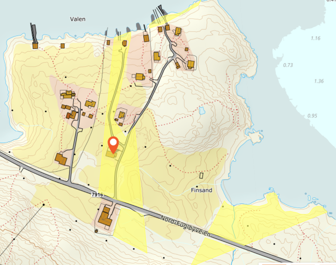 Eiendommen markert i gult Galleribilde