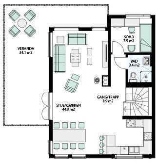 Plantegning - 1. etasje Galleribilde