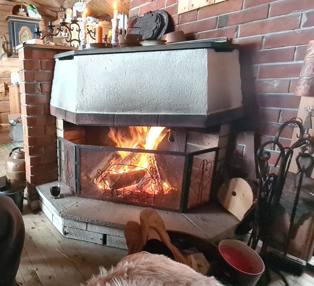 Koselig peis i hytta Galleribilde