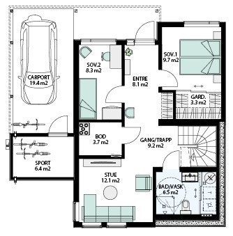 Plantegning - Inngang i underetasje Galleribilde