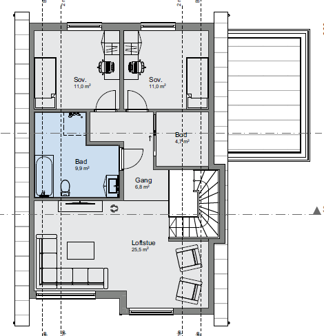 Forslag plantegning uinnredet loft Galleribilde
