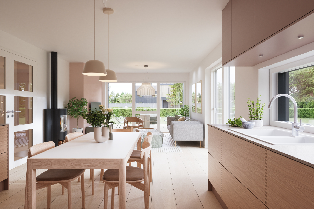 Illustrasjonsbilde stue/kjøkken hovedplan Galleribilde