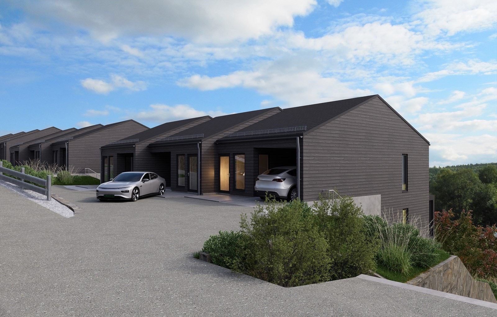 Flotte og moderne boliger under prosjektering (Hus D - bakside/inngangsside) Galleribilde