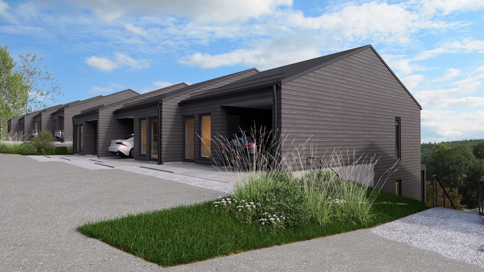 Hus E, bakside/ inngangsside Galleribilde