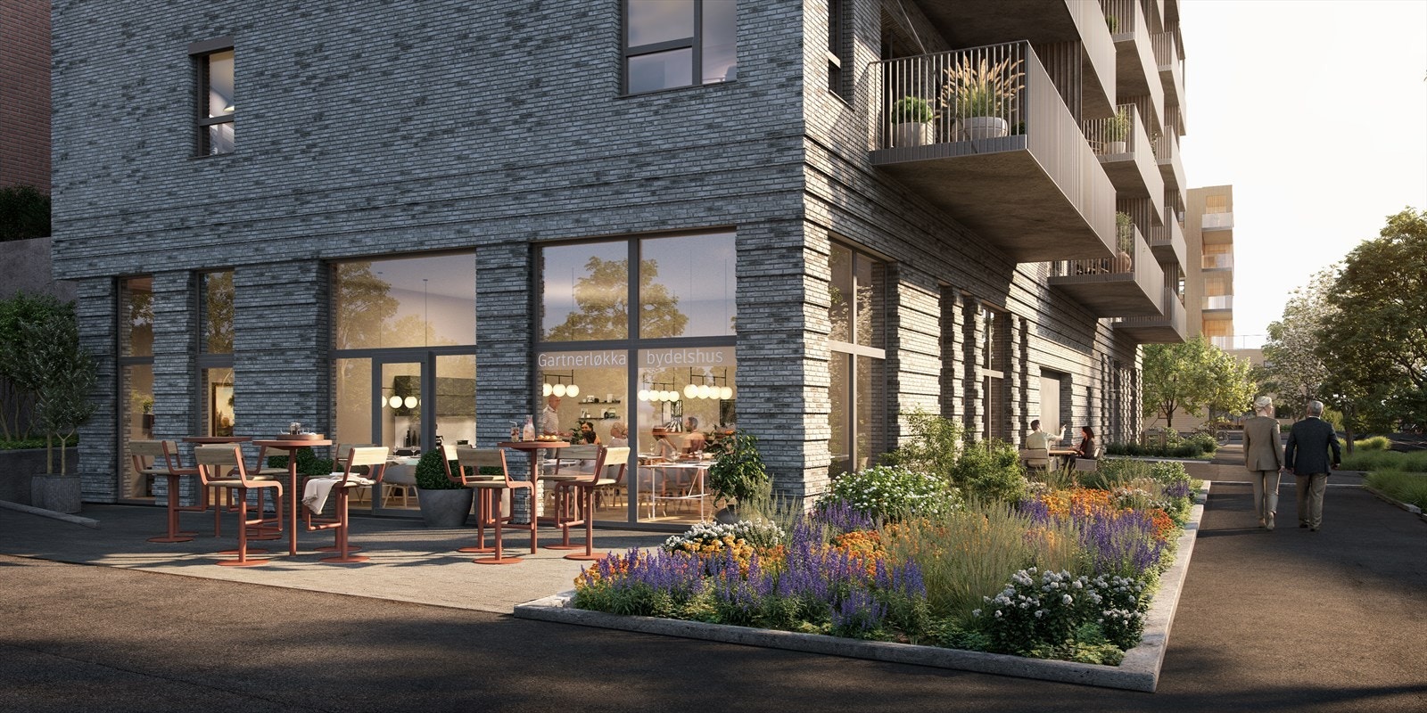 Det vil bli etablert bydelshus til bruk for alle boligene i bydelen Galleribilde