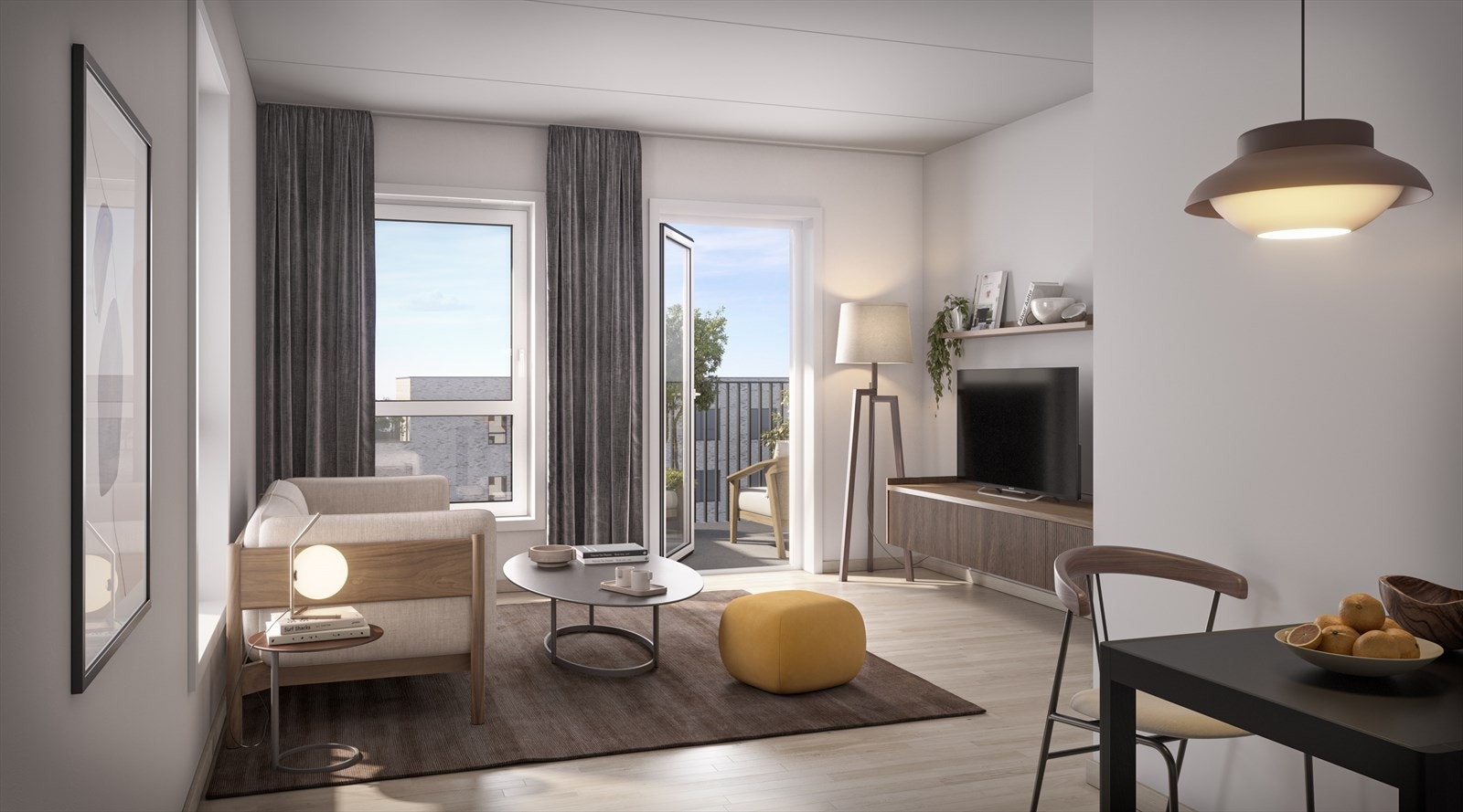 Oppvarmingen i leilighetene baserer seg i hovedsak på vannbåren gulvvarme Galleribilde