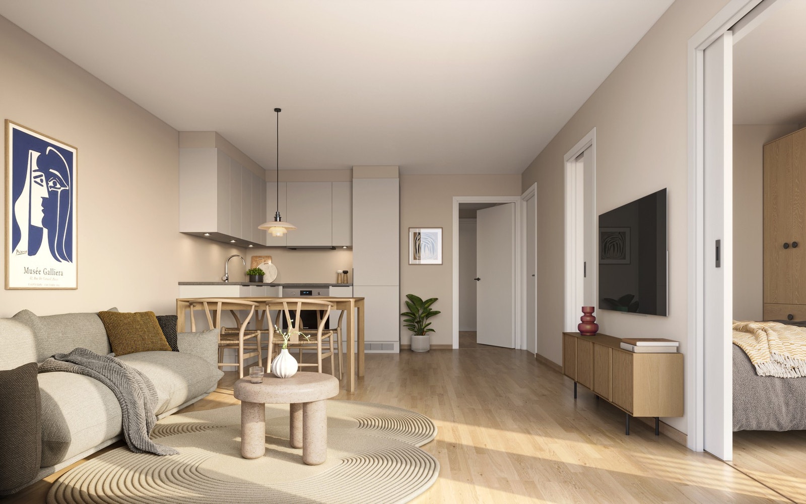 Pene leiligheter med moderne fargevalg og gode materialvalg - Illustrasjon, endringer kan forekomme Galleribilde