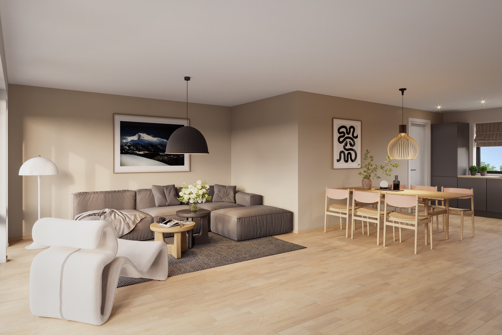 Illustrasjon del av stue. Galleribilde