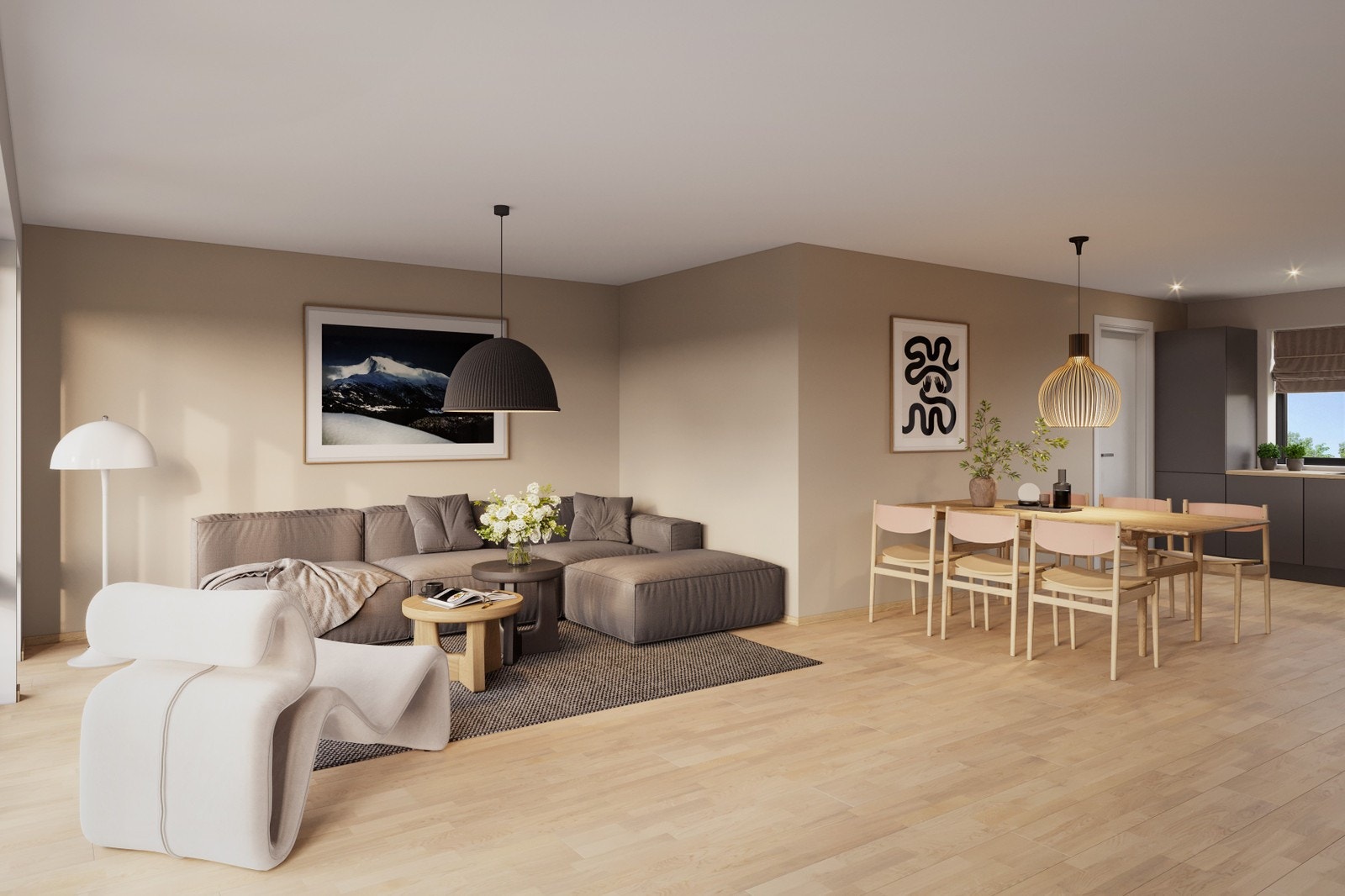 Illustrasjon del av stue. Galleribilde