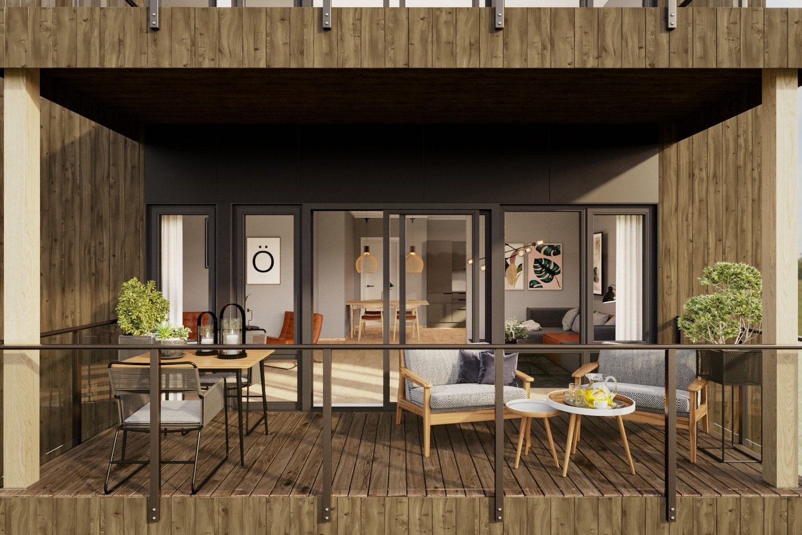 Samtlige leiligheter: Stor skyvedør med sidefelt i glass slipper masse lys inn i stue. Stor balkong rett ut fra stue med mange soltimer. Galleribilde