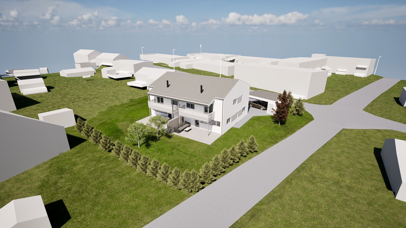 Vestvendt veranda og romslig hage Galleribilde