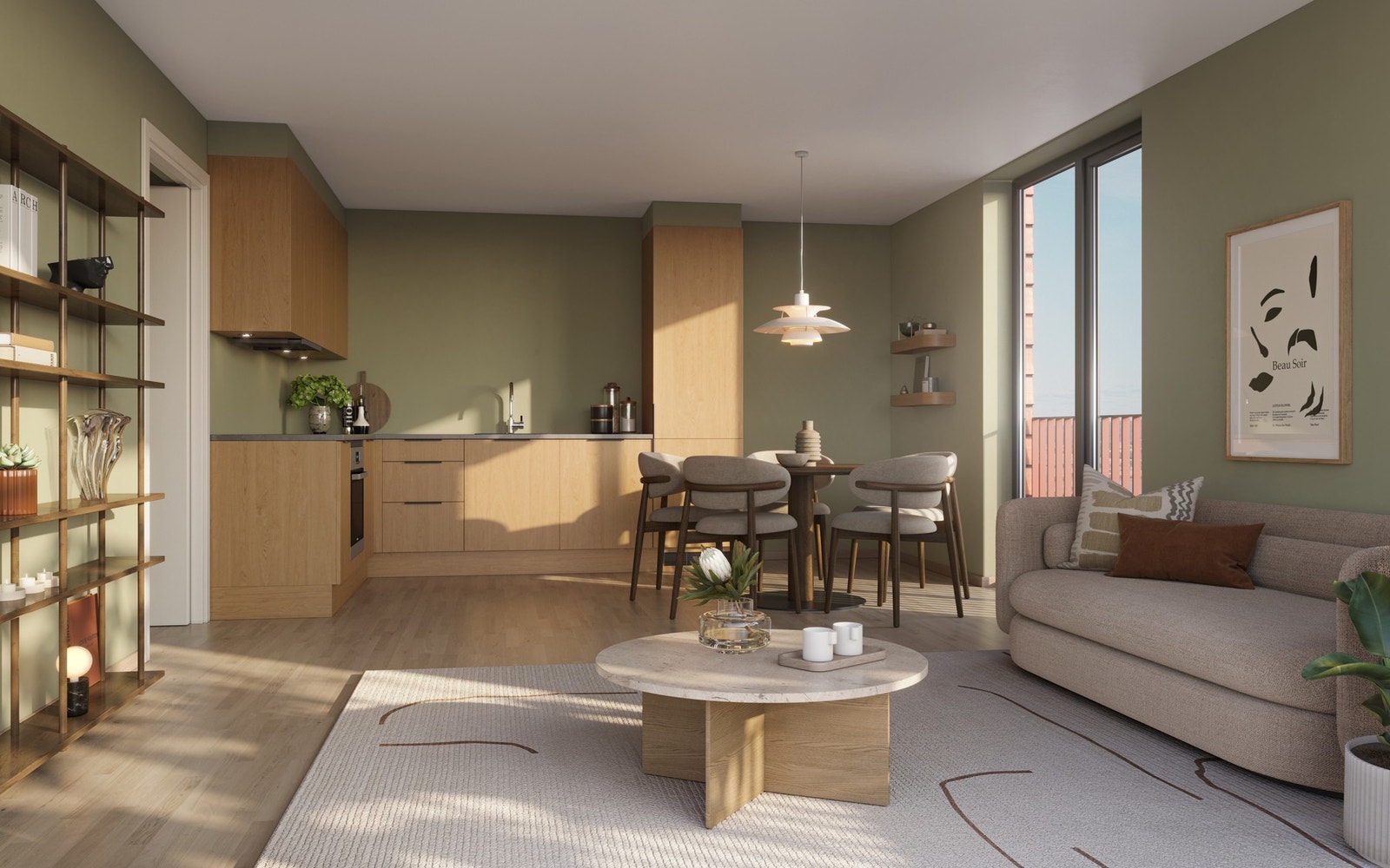 Modere og lettstelte leiligheter med ulike tilvalgsmuligheter. Illustrasjon, endringer vil forekomme. Galleribilde