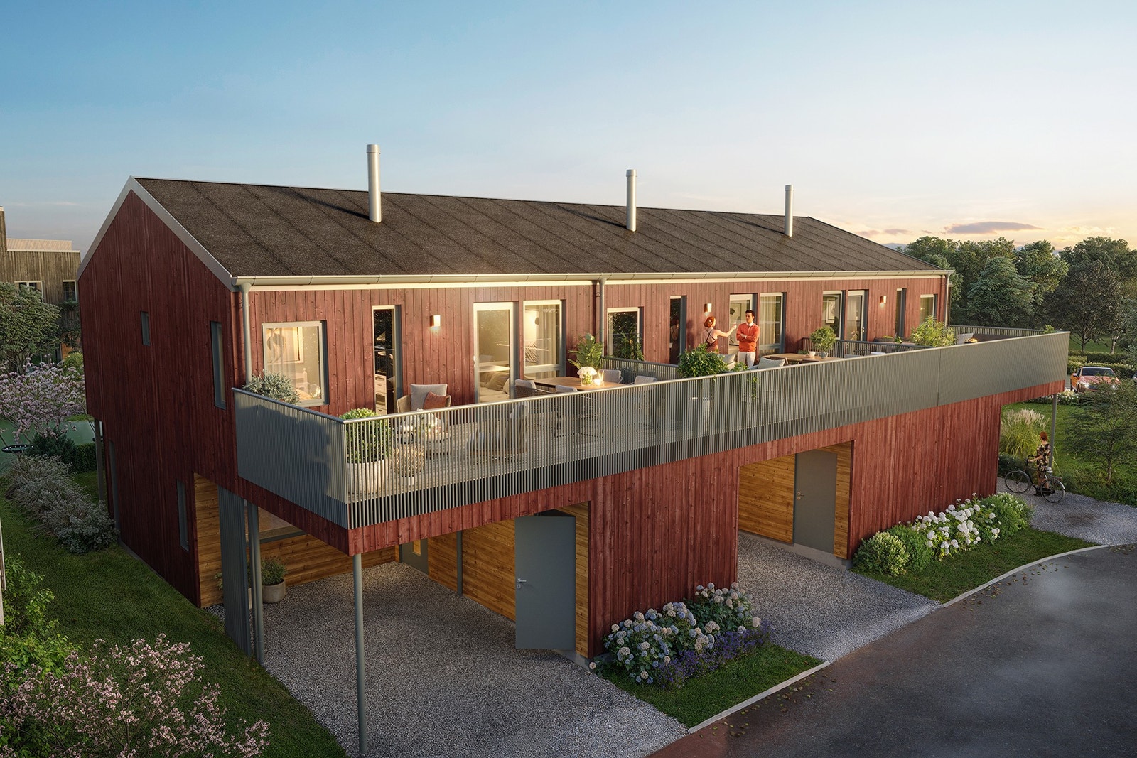 Rekkehus F (rekke på 3 boliger). 3D-Bilde er av illustrativ karakter. Avvik vil forekomme Galleribilde