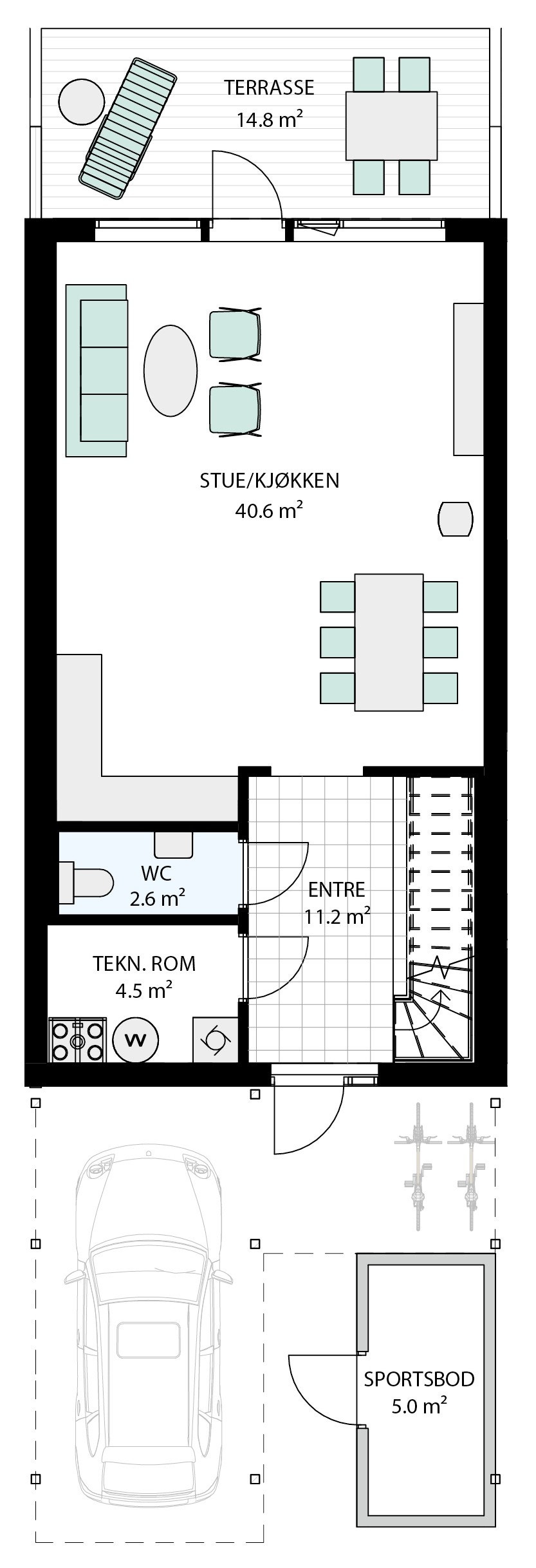 Plantegning 1. etasje Galleribilde