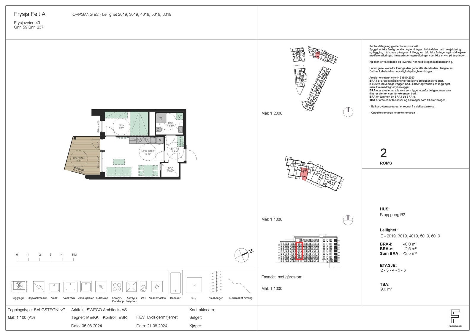 OPPGANG B2 - Leilighet 2019, 3019, 4019, 5019, 6019 Galleribilde