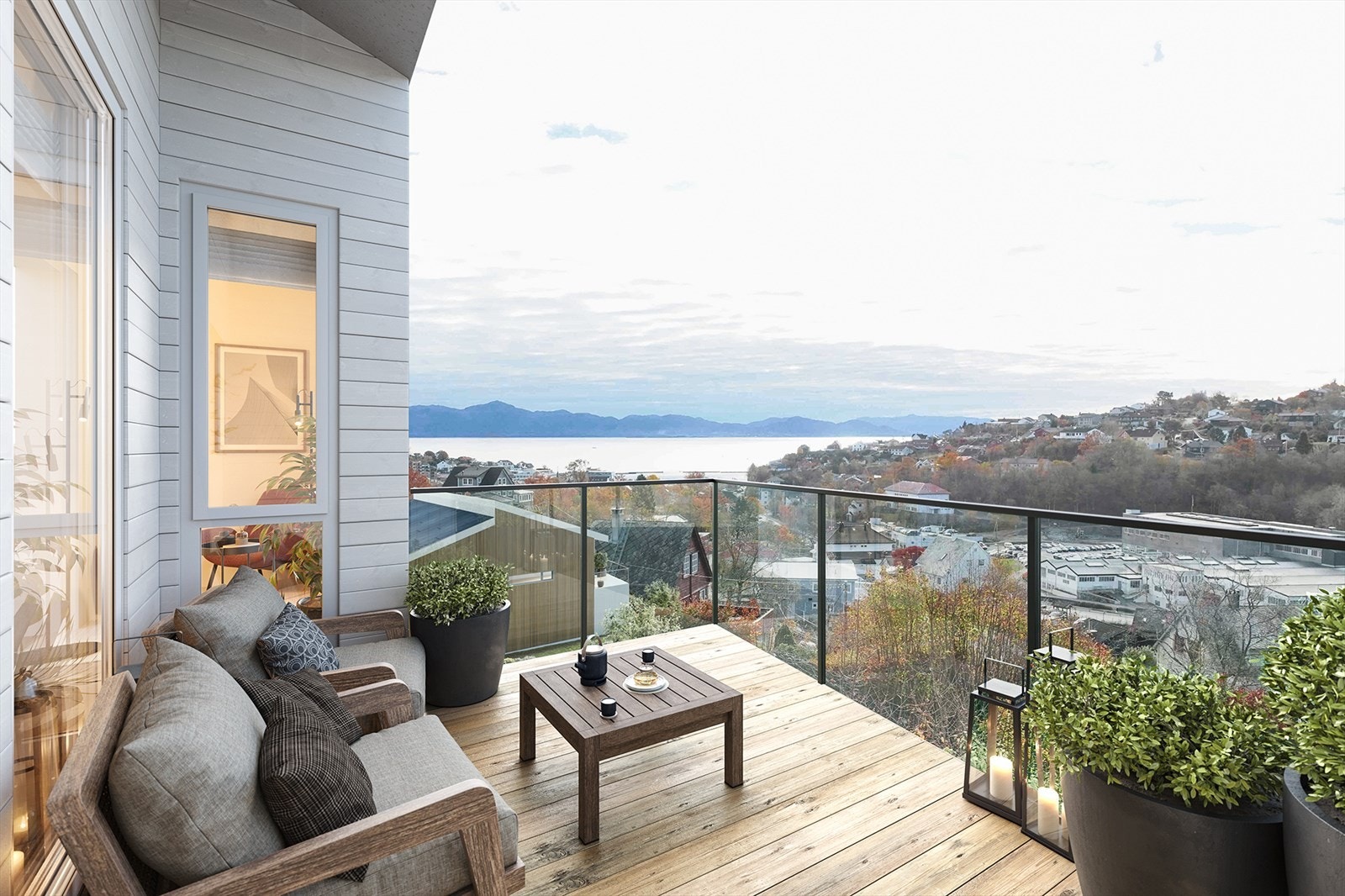 Nydelig utsikt fra Klokkargarden bygg D - Illustrasjon, vil avvike Galleribilde