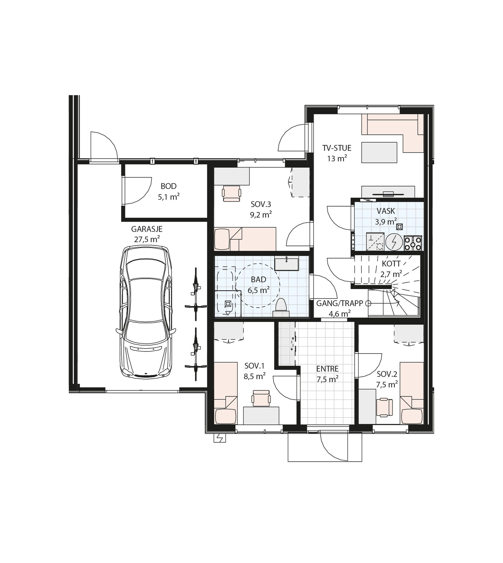 Plantegning 1. etg. Galleribilde