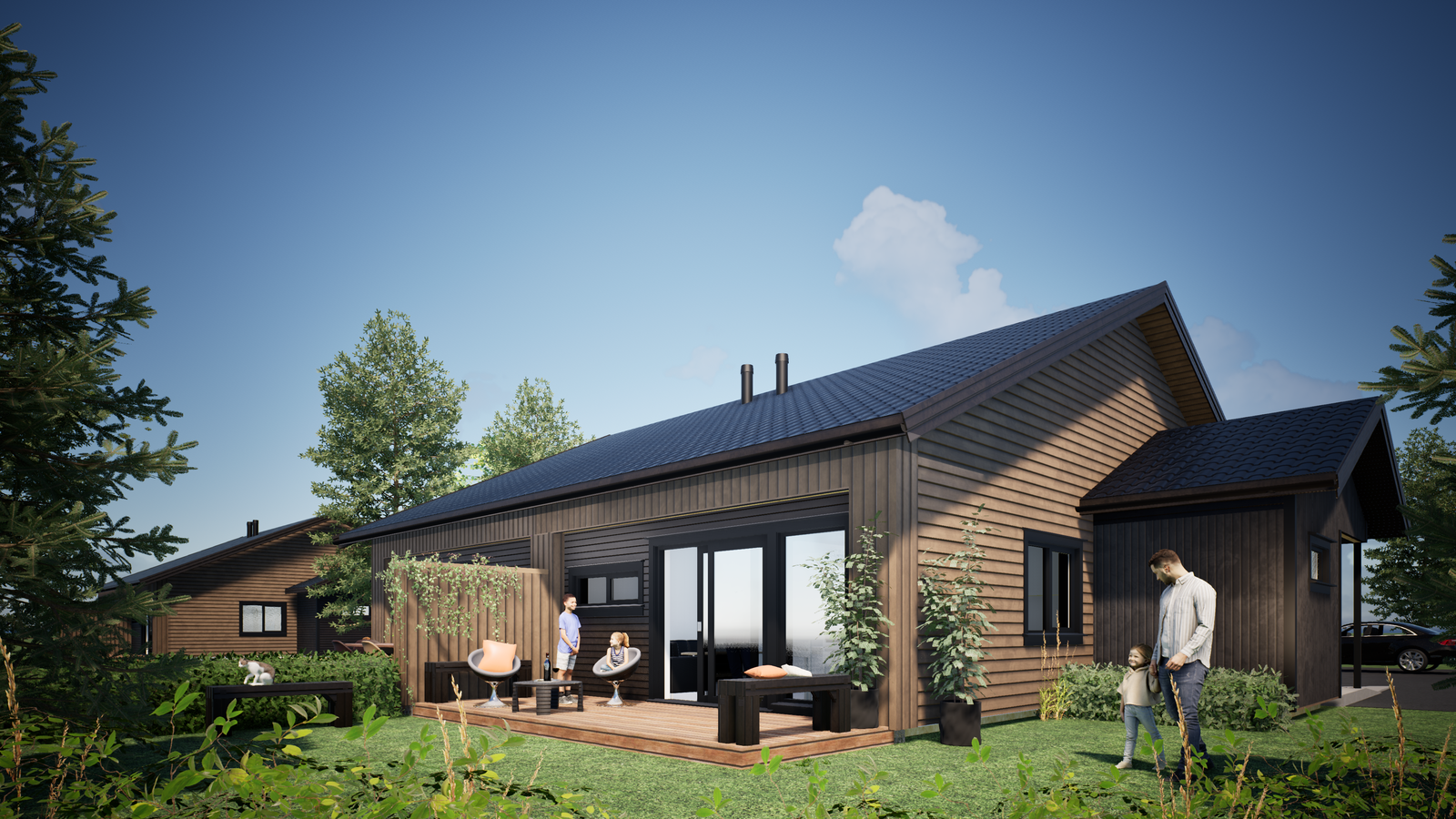 Fasade og terrasse mot sørvest og Bismo sentrum Galleribilde