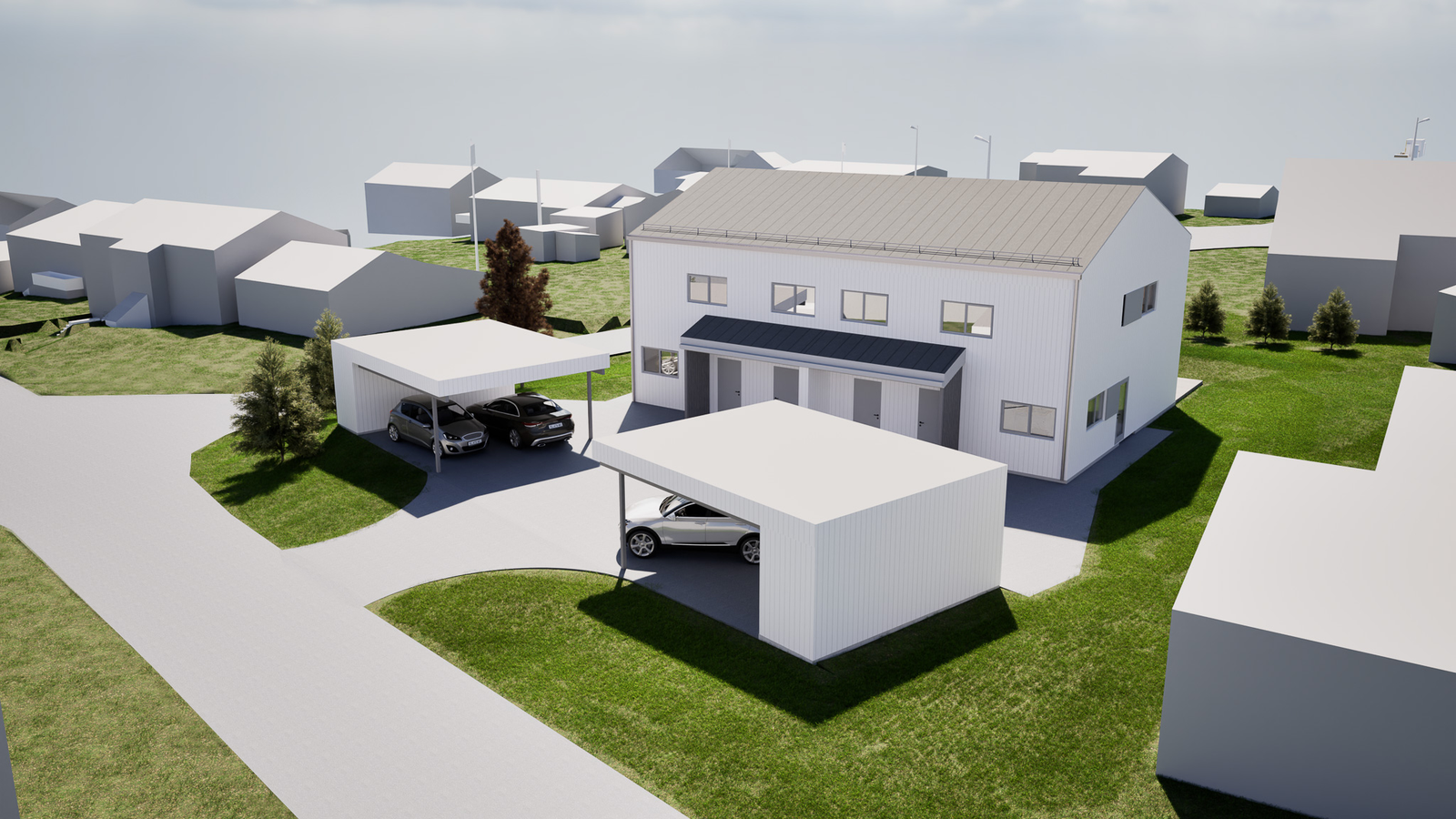 Carporter og gårdsplass Galleribilde