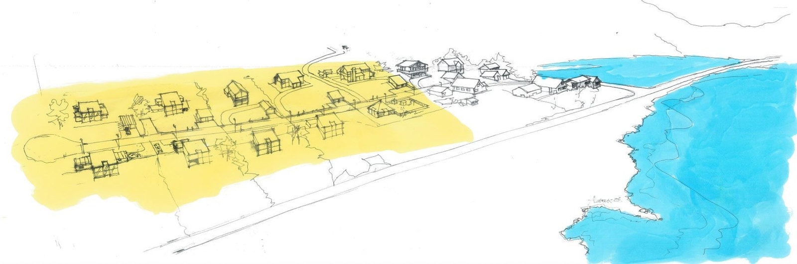 tegning tomter Kvaløyvågen panorama Galleribilde