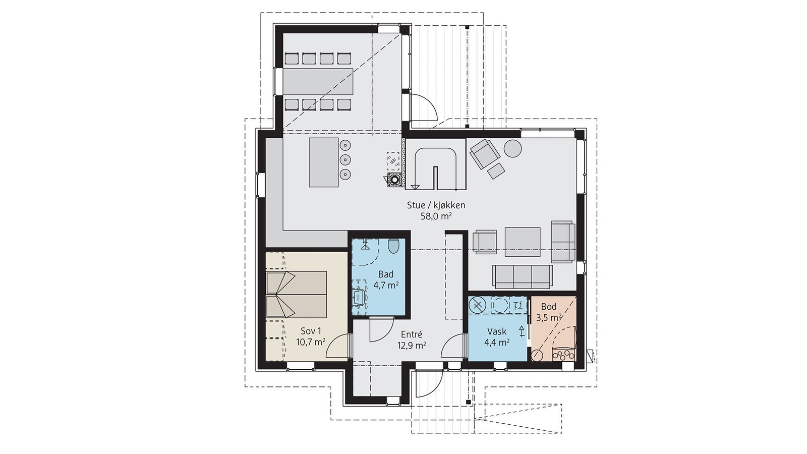 Plantegning 1 etg Galleribilde
