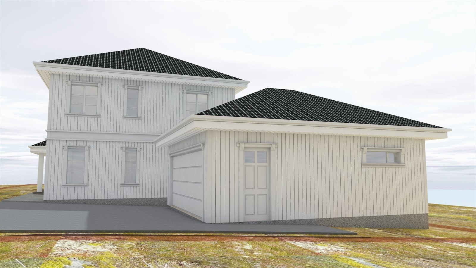 Med boligen medfølger en dobbeltgarasje Galleribilde