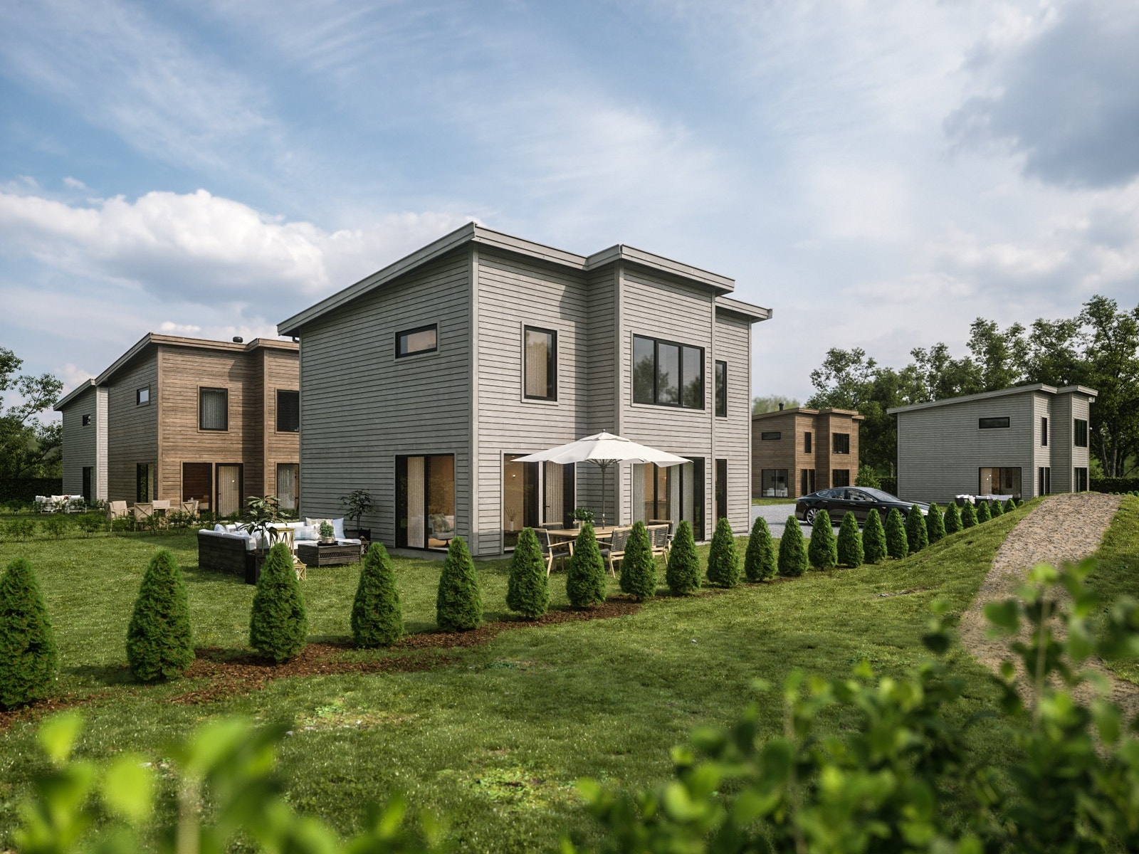 Fasade. Alle 3D rendere er å anse som illustrasjoner og kan avvike fra tekniske tegninger og byggebeskrivelser. Galleribilde