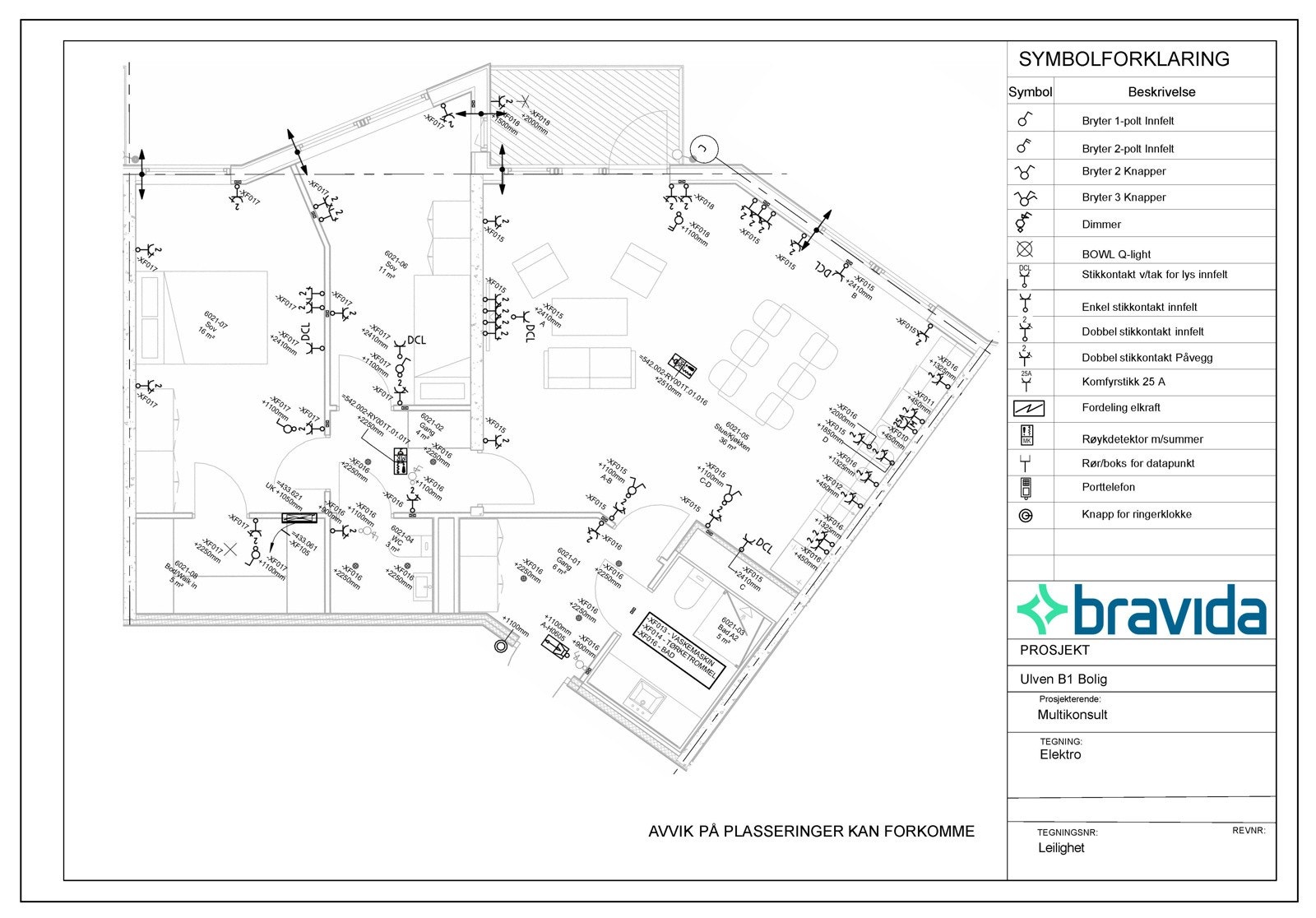 Elektrotegning for leilighet 6021 Galleribilde