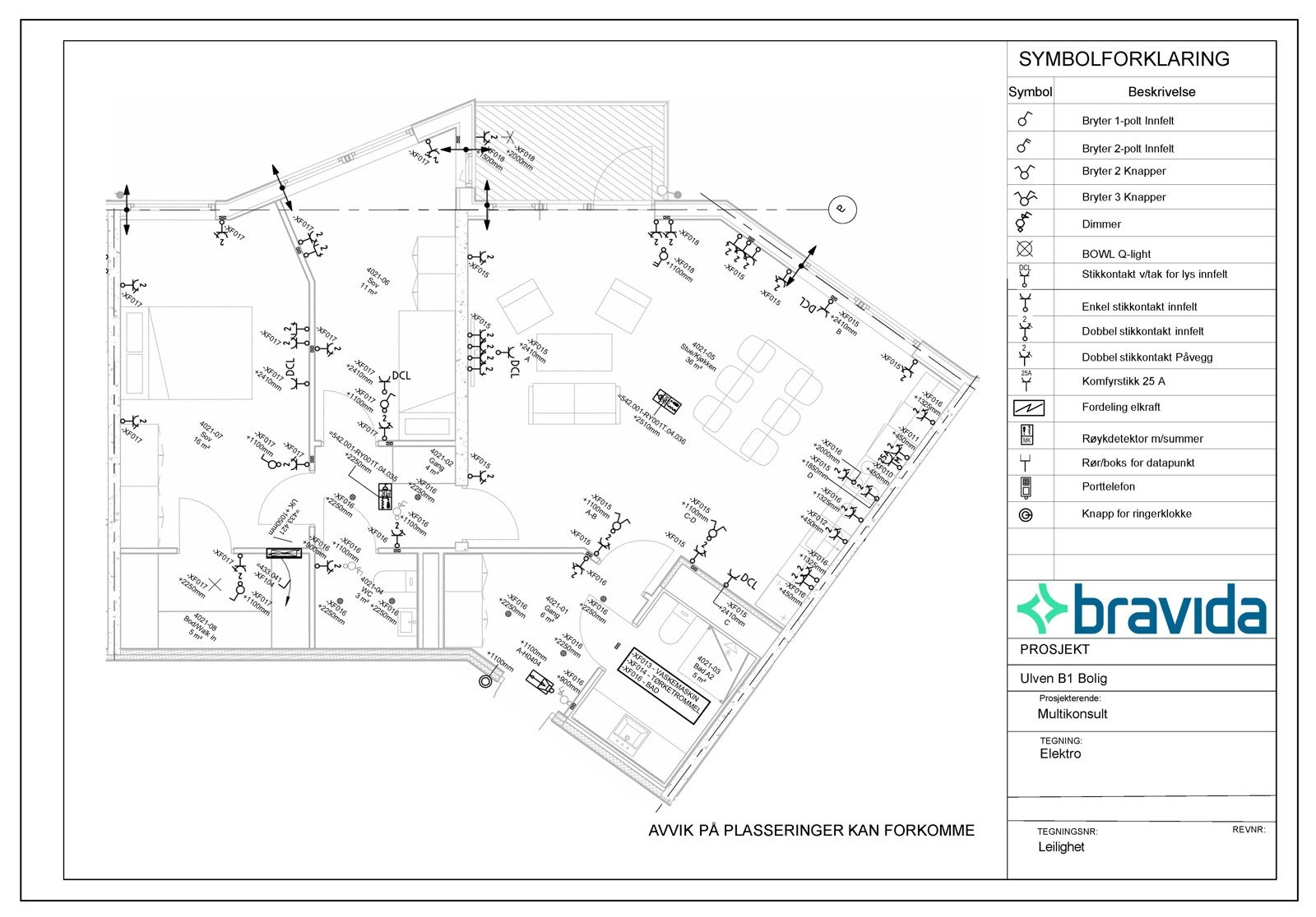 Elektrotegning for leilighet 4021 Galleribilde