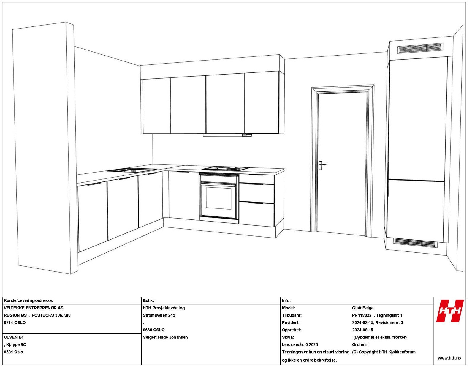 Kjøkkentegning leilighet 6027 side 1 Galleribilde