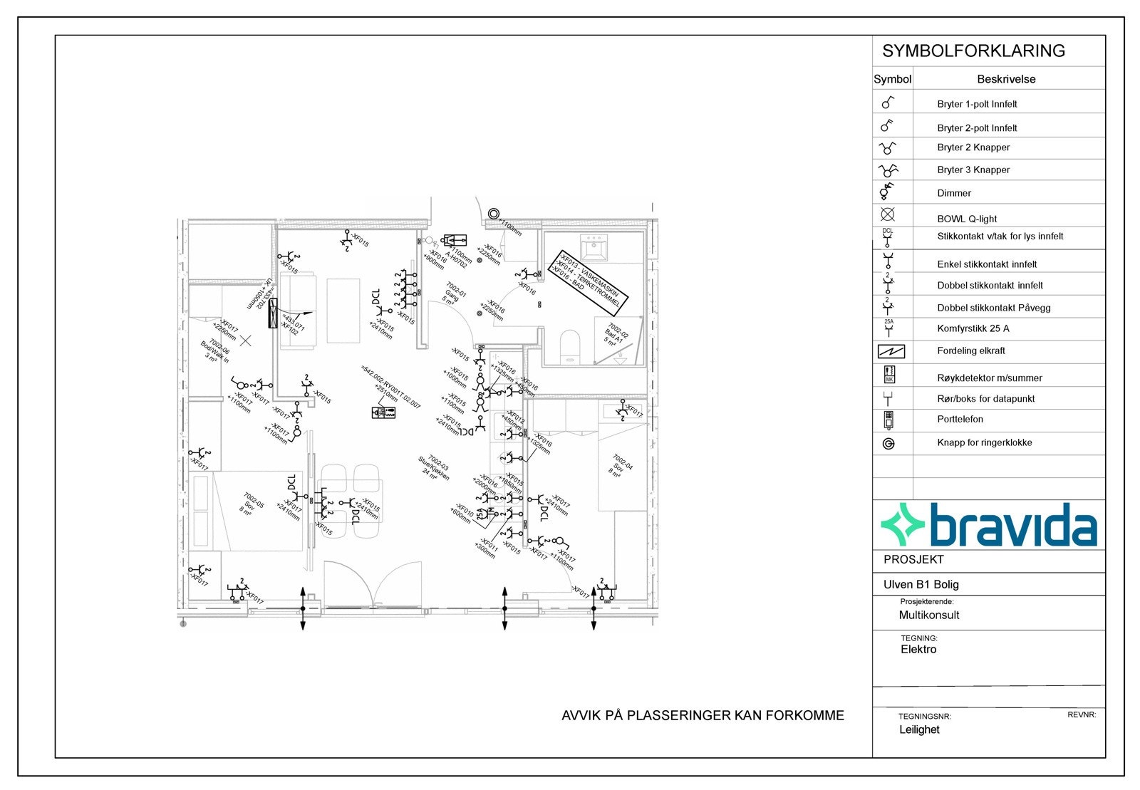 Elektrotegning for leilighet 7002 Galleribilde