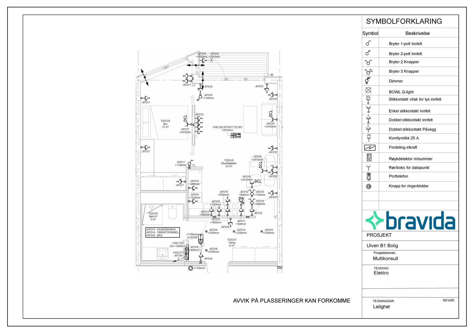 Elektrotegning for leilighet 7020 Galleribilde