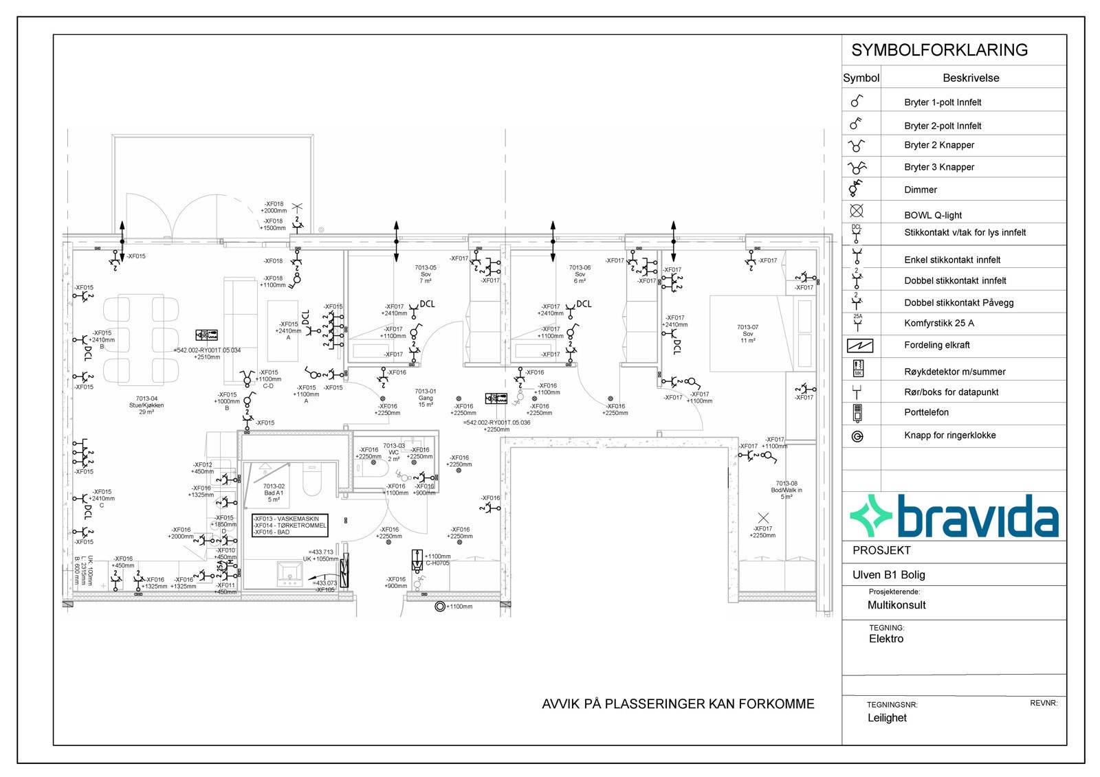 Elektrotegning for leilighet 7013 Galleribilde