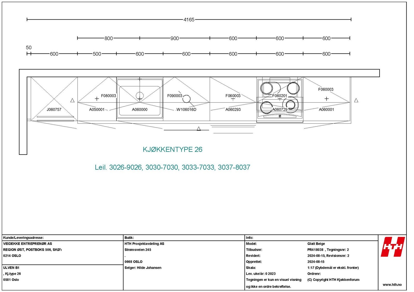 Kjøkkentegning leilighet 5026 side 2 Galleribilde