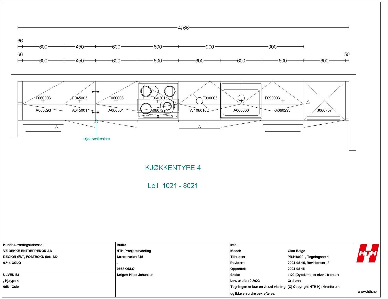 Kjøkkentegning leilighet 5021 side 2 Galleribilde