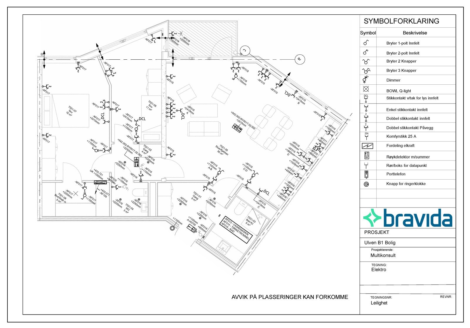 Elektrotegning for leilighet 7021 Galleribilde