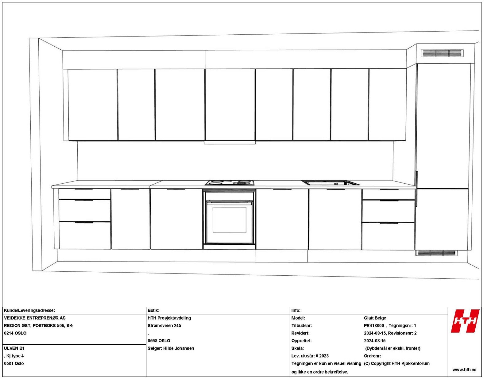 Kjøkkentegning leilighet 7021 side 1 Galleribilde