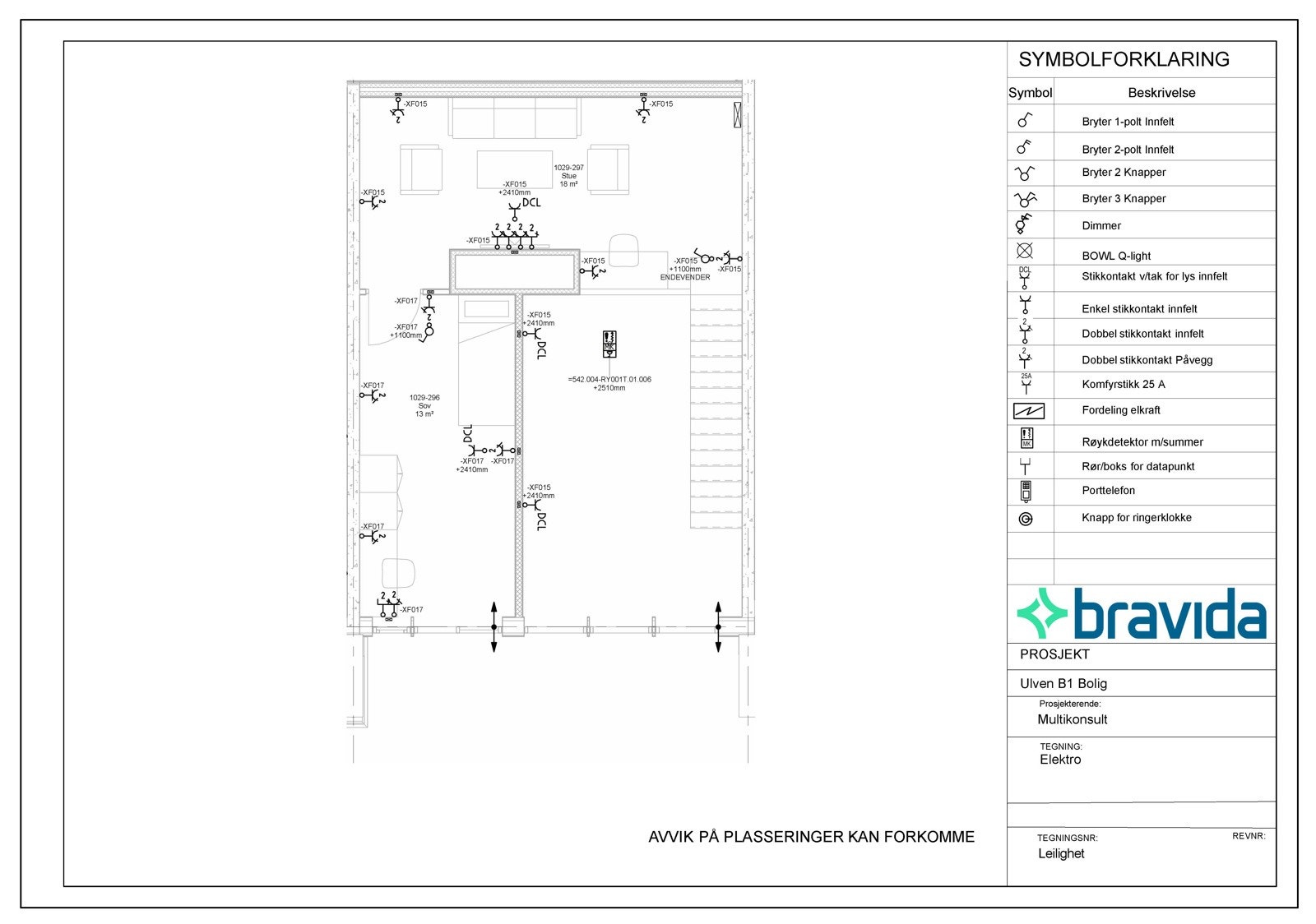 Elektrotegning leilighet 1029 Plan 2 Galleribilde