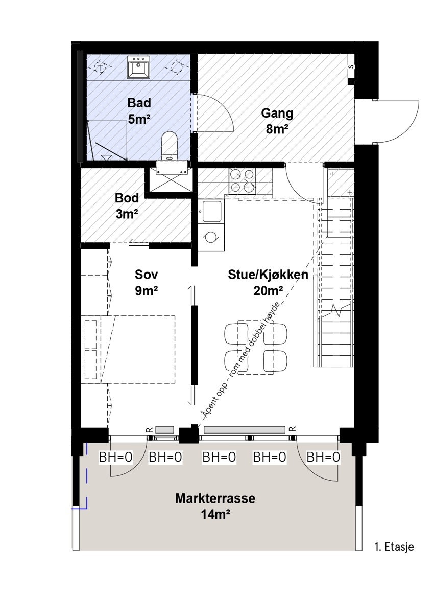 Plantegning leilighet 1029 1. etasje. Galleribilde
