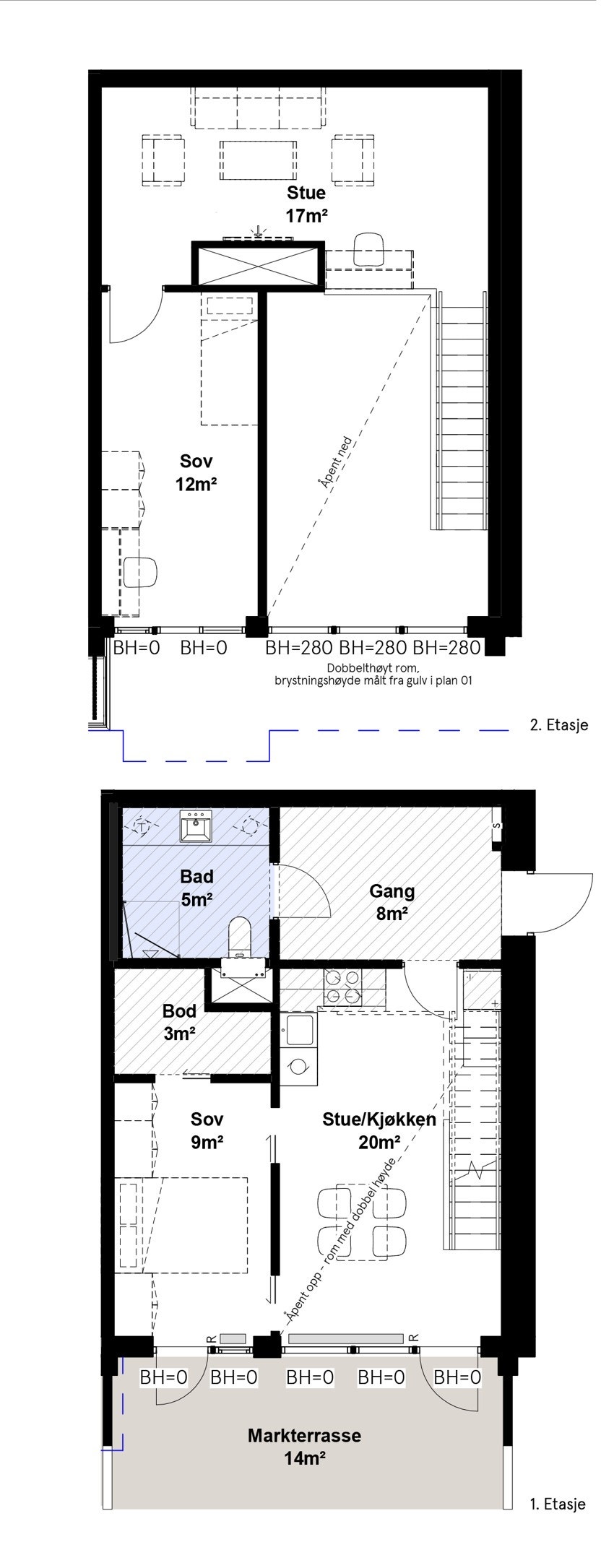 Plantegning duplex leil. 1029 samlet. Galleribilde