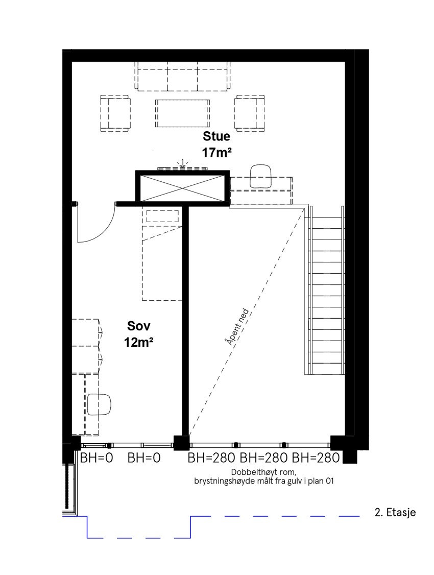 Plantegning leilighet 1029 2. etasje. Galleribilde