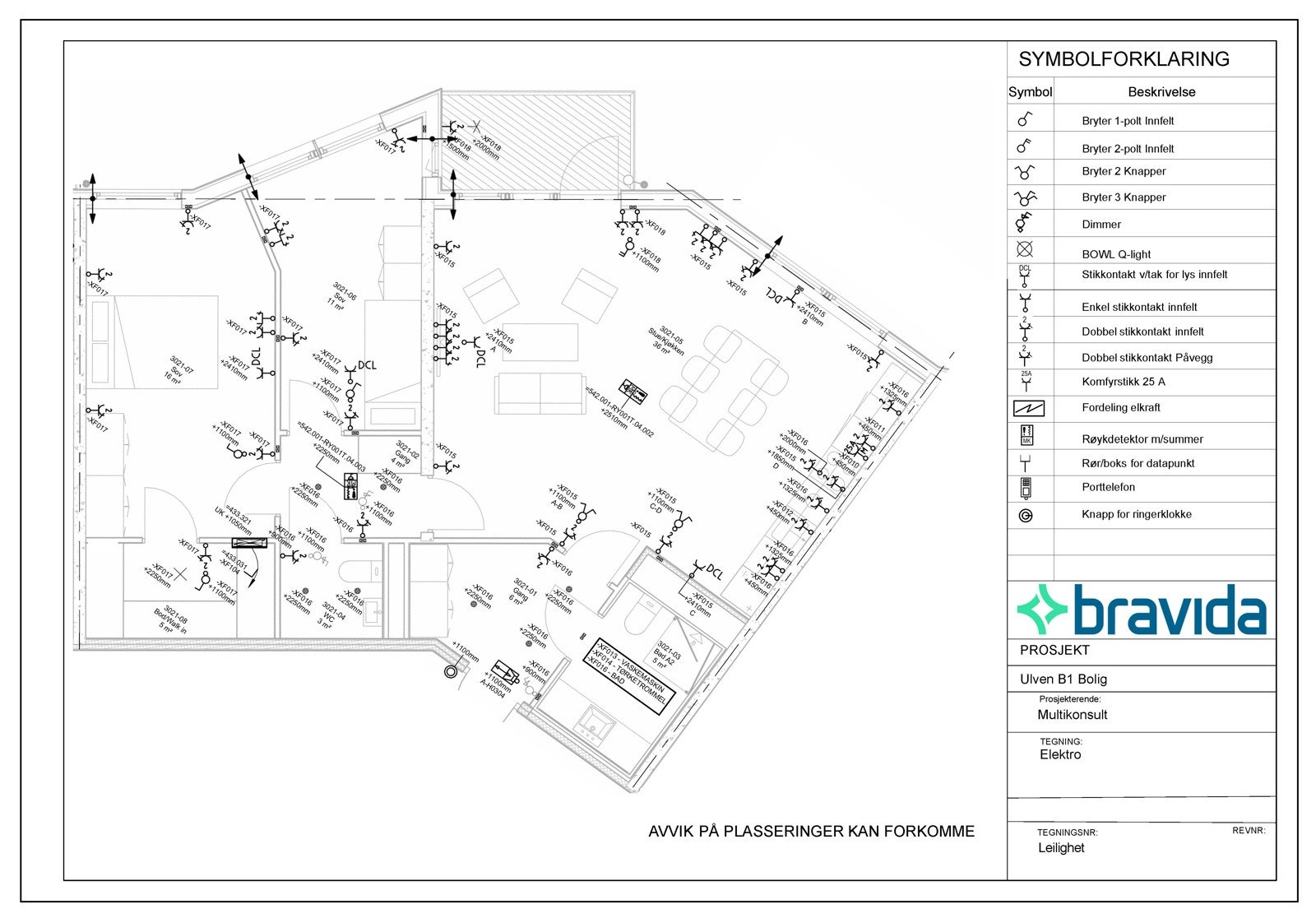 Elektrotegning for leilighet 3021 Galleribilde
