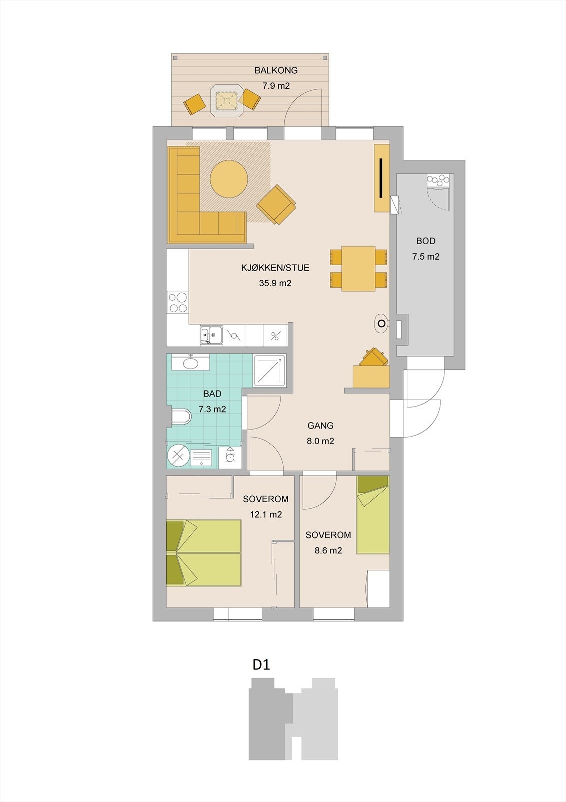 Leil. D1. Peis er tilvalg Galleribilde