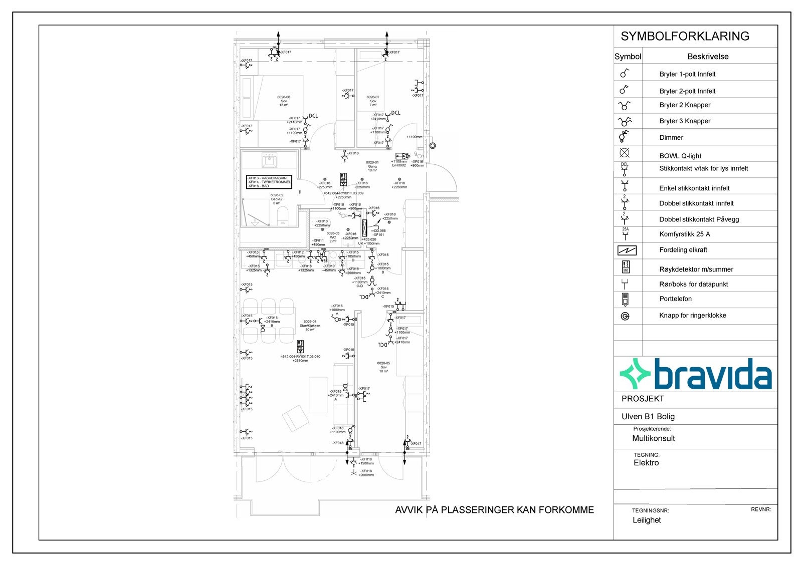 Elektrotegning for leilighet 6026 Galleribilde